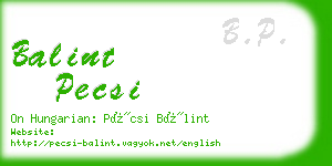 balint pecsi business card